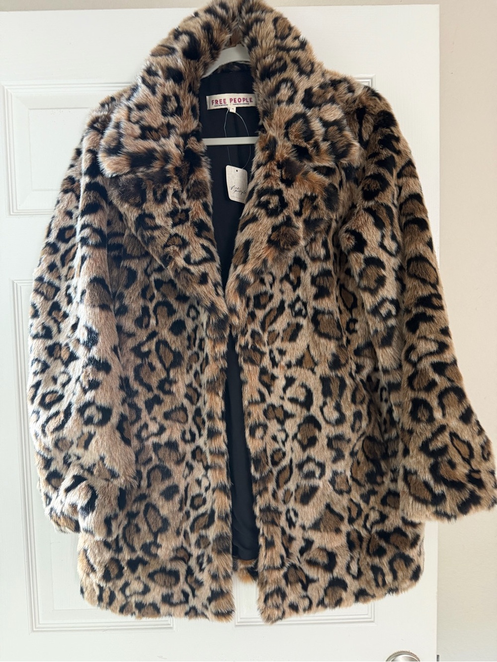 Free People Leopard-Print Faux Fur Teddy Jacket in Brown and Black